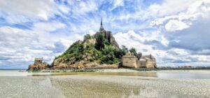 A small island with a church on top of it